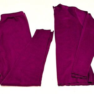 Dark Purple Thermal Long Sleeve Top and Pants Set, Size XS Women’s